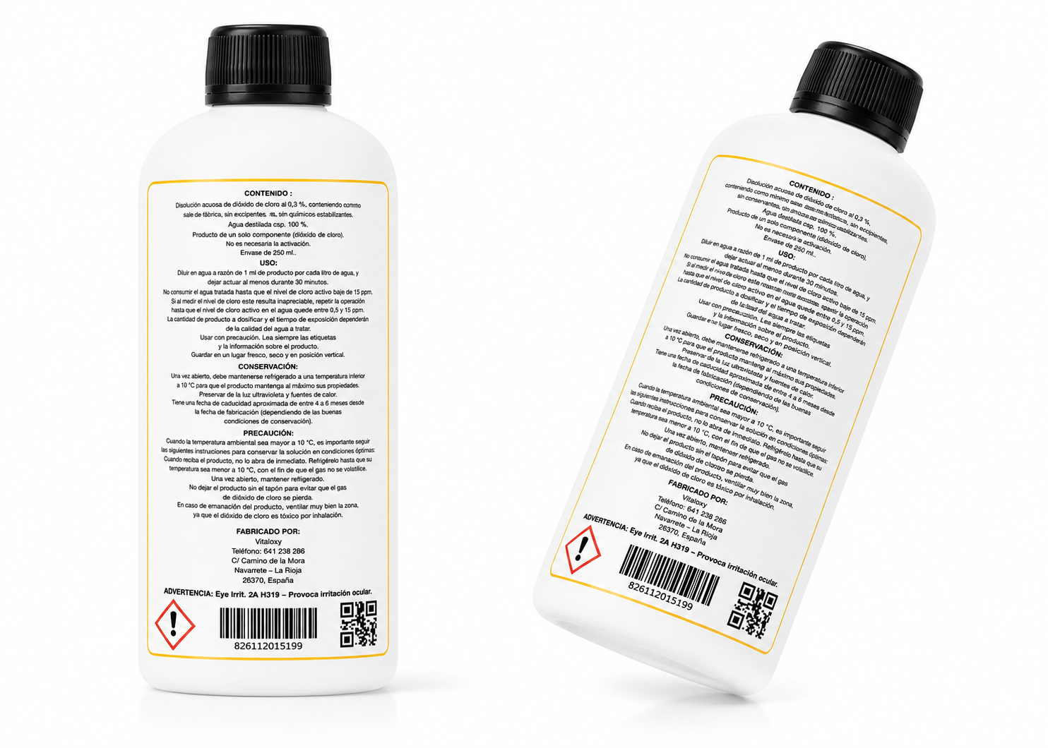 Dióxido de Cloro CDS 250 ml (Pack ×2 · 500 ml en total) — trasera